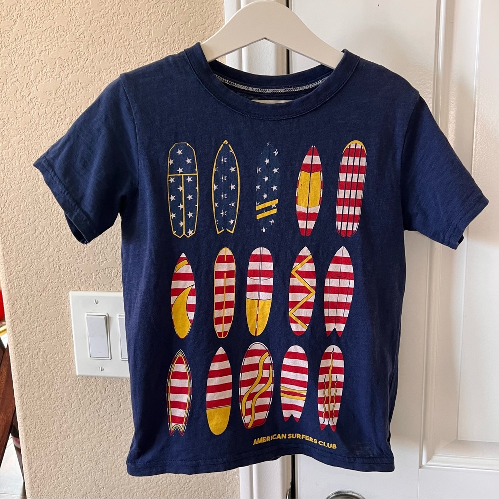 Zara Boys Navy Blue USA Flag Style Short-Sleeved Tee Size 5 Great for July 4th!